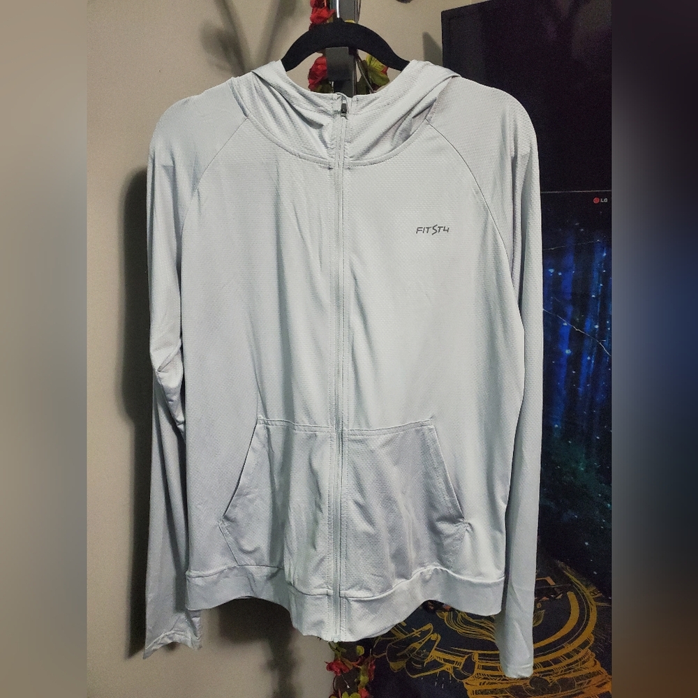 Soft Light Blue Zip-Up Hoodie size XL